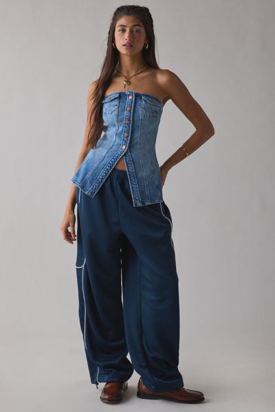 Wrangler Denim Bustier Button-Front Strapless Top