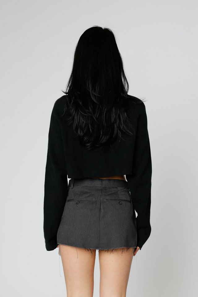 Rework Crop Knit Sweater - L