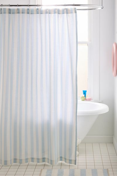 Urban Outfitters Awning Stripe Patterned Shower Curtain In Winter Sky At  In White