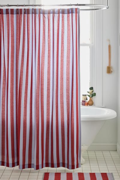 Urban Outfitters Awning Stripe Patterned Shower Curtain In Blue At