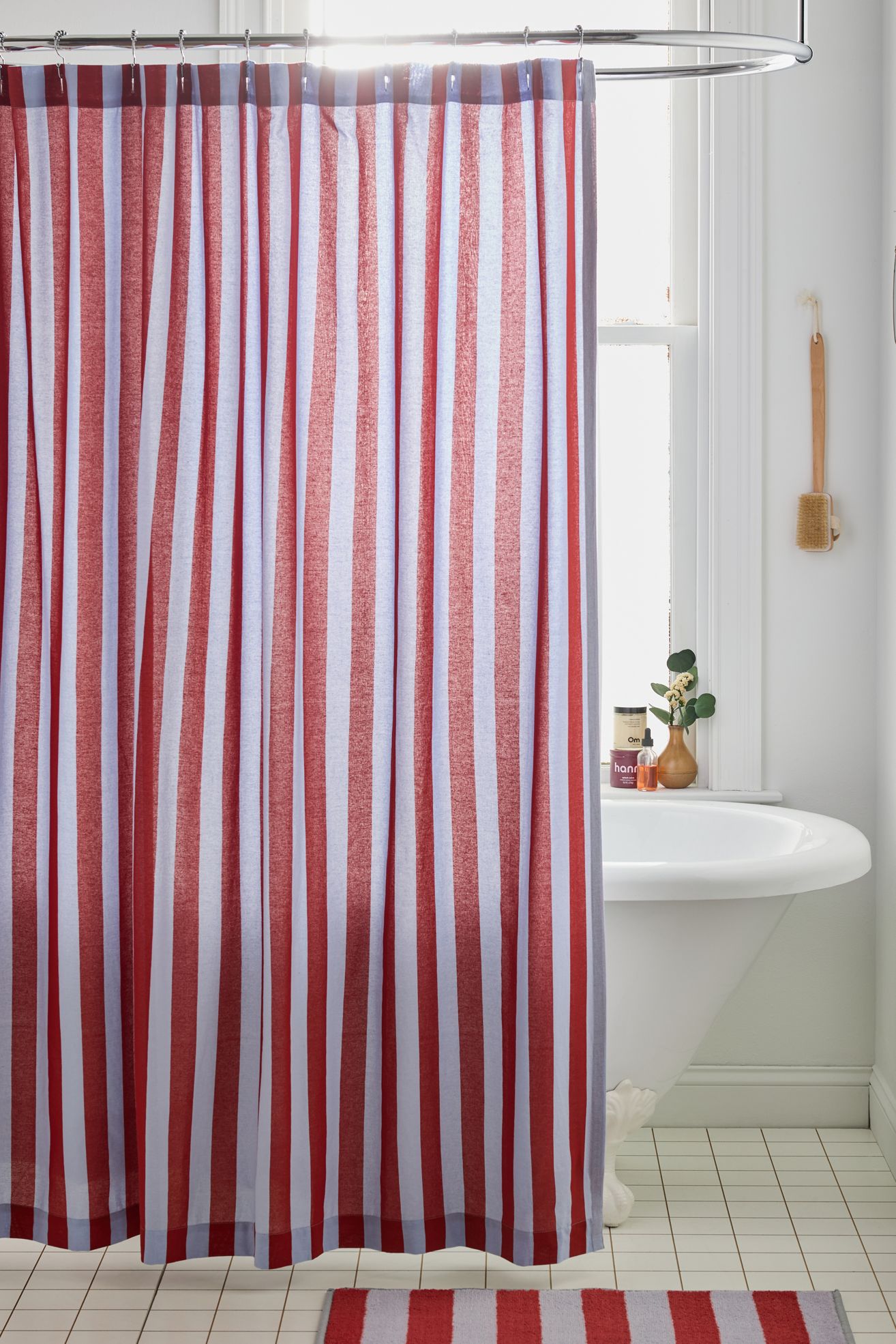 Awning Stripe Patterned Shower Curtain - Blue Clay Combo, Regular, ONE SIZE