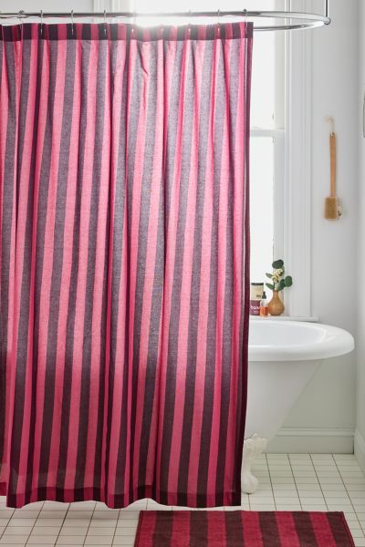 Urban Outfitters Awning Stripe Patterned Shower Curtain In Maroon At  In Burgundy