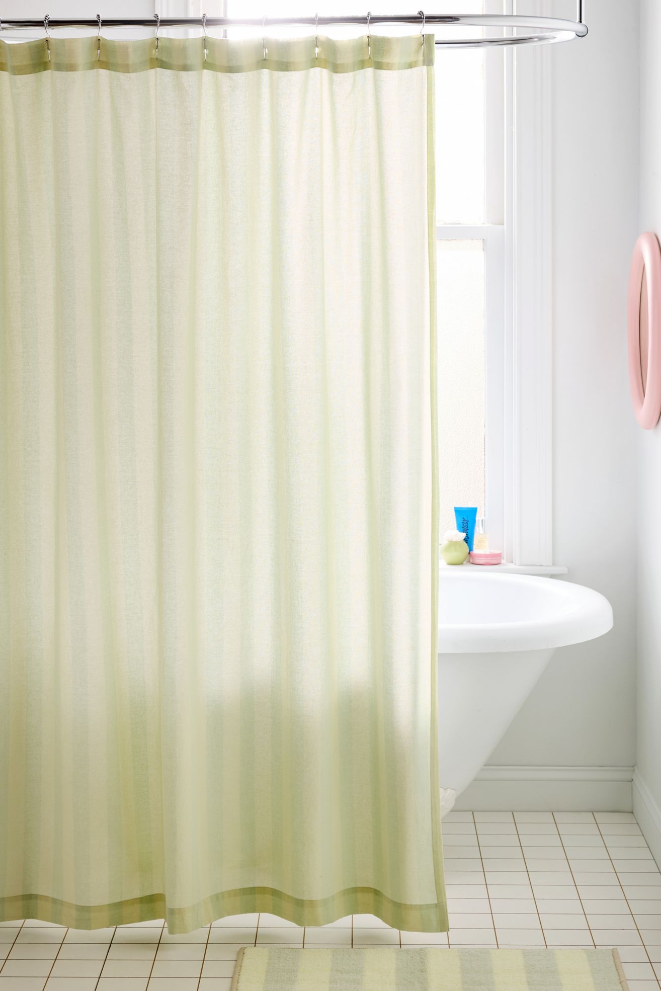 Awning Stripe Patterned Shower Curtain - Sun-bleached Mint, ONE SIZE