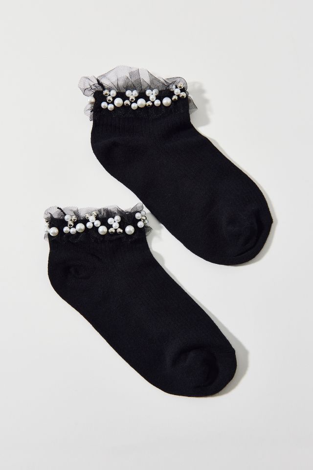 Pearl & Ruffle Ankle Sock #1