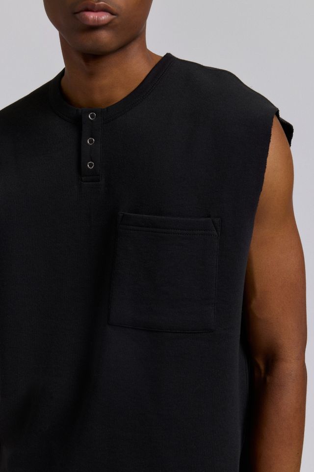 BDG Raw Cut Sleeveless Pocket Henley Tee #3