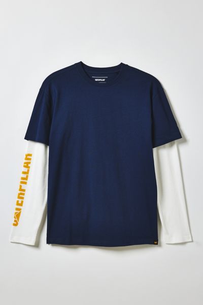 Cat Uo Exclusive Detroit Graphic Double Layer Long Sleeve Tee In Detroit Blue, Men's At Urban Outfit In Blue