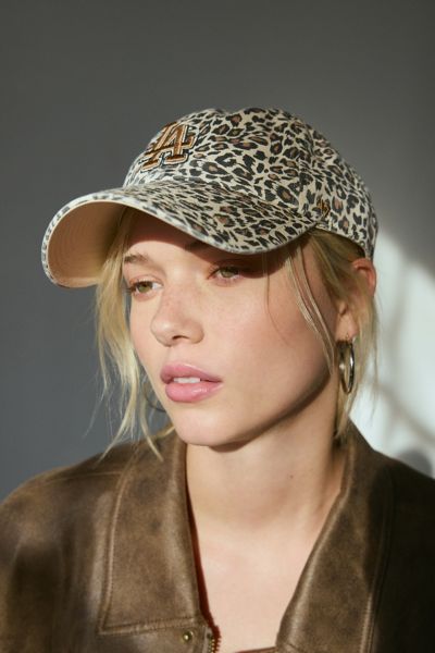 47 Brand Mlb Los Angeles Dodgers Lisa Animal Print Clean Up Baseball Hat In Leopard, Women's At Urban Outfitt In Leopard