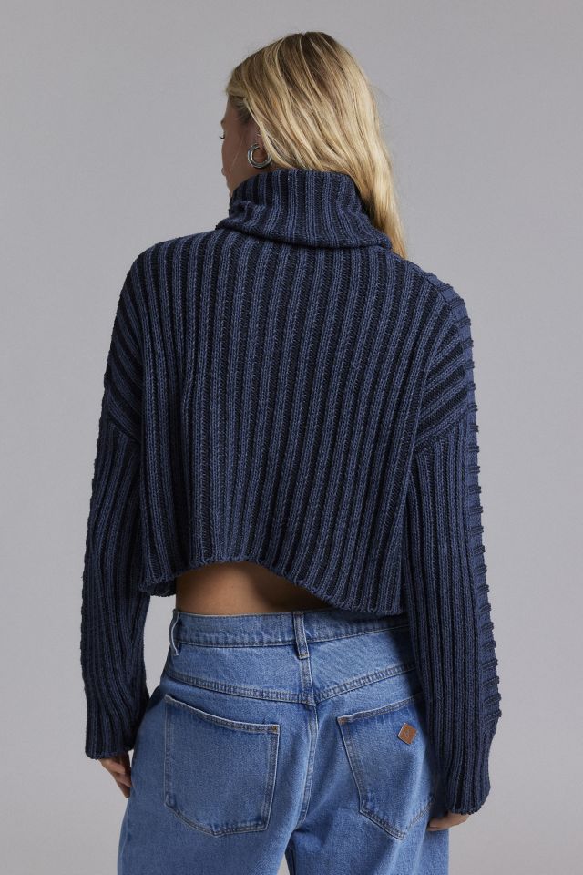 Chandail cropped zippé en tricot côtelé BDG Chad #3