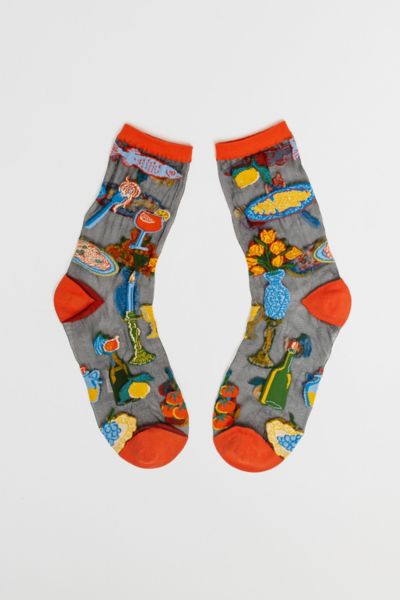 Sock Candy La Dolce Vita Black Sheer Sock, Women's At Urban Outfitters In Multicolor