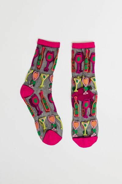 Sock Candy Cocktail Hour Black Sheer Sock