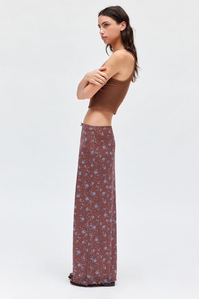 UO Floral Mesh Low Rise Column Maxi Skirt #3