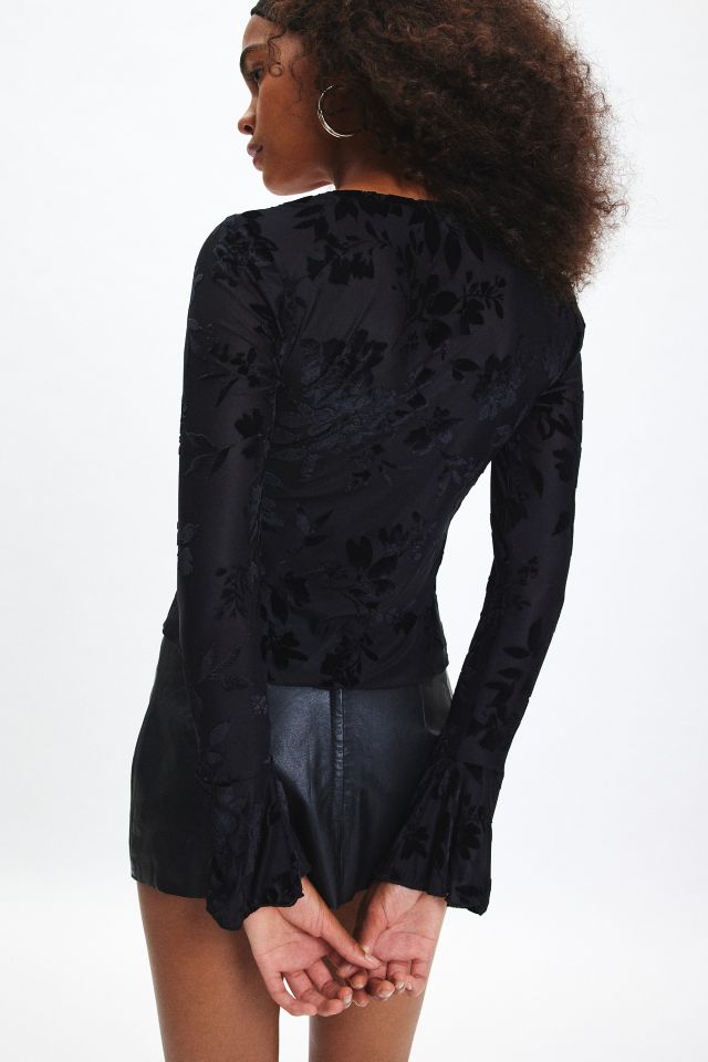 Kimchi Blue Stevie Burnout Velvet Flyaway Tie-Front Top #2