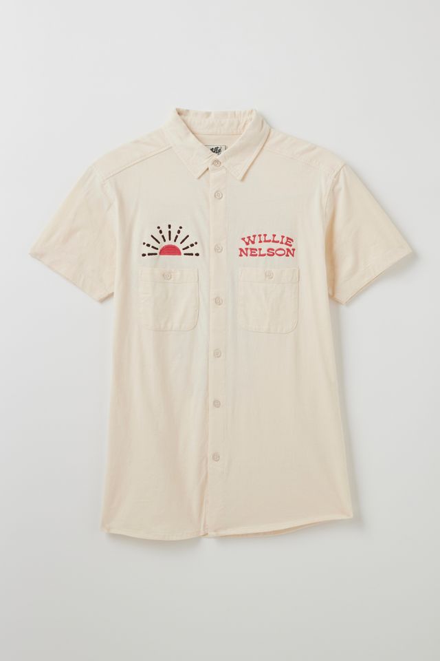 American Needle Willie Nelson Embroidered Short Sleeve Button-Down Shirt #1