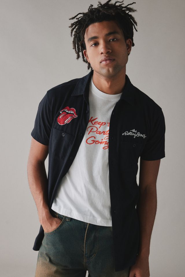American Needle The Rolling Stones Embroidered Short Sleeve Button-Down Shirt #1