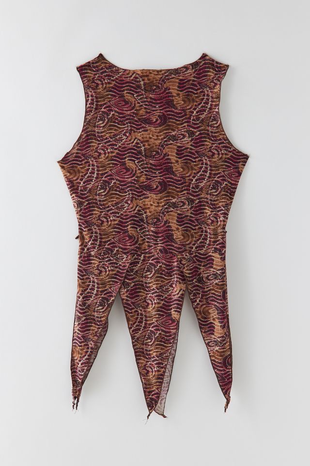 Vintage Y2K Patterned Asymmetric Hem Top #1