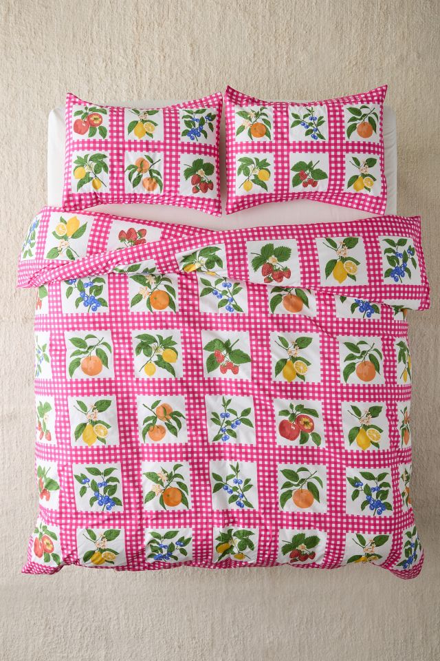 Gingham Fruit Breezy Cotton Percale Duvet Cover #1