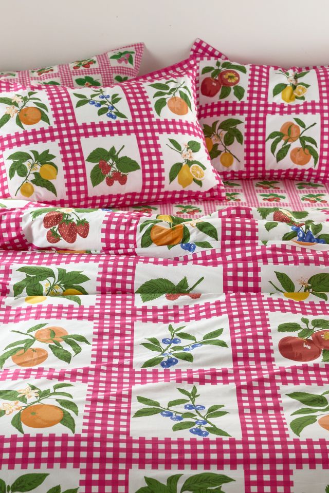 Gingham Fruit Breezy Cotton Percale Duvet Cover #2