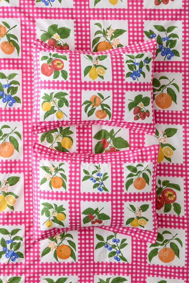 Ensemble de Taies d'Oreiller à Motif Vichy Fruits #1