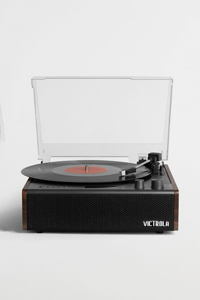 Victrola Eastwood LP – Bluetooth-platenspeler met 3 snelheden, AT-3600L MM- cartridge, Vinyl Stream-uitgang, zwevende anti-skipping luidspreker, RCA- en hoofdtelefoonaansluiting (Walnoot