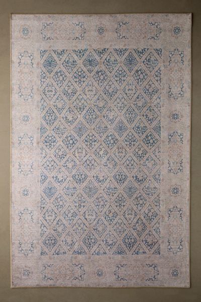 Shop Urban Outfitters Kimmie Floral Printed Performance Rug In Blue At