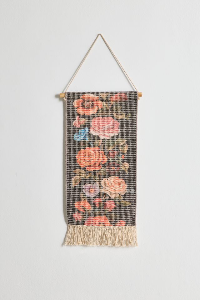 Roses Woven Column Wall Hanging #1