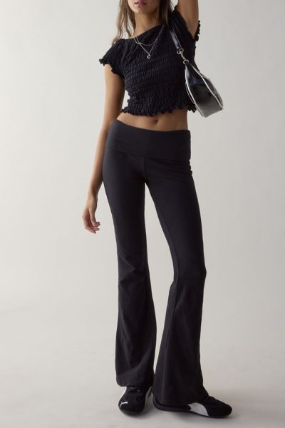 Shop Out From Under Bec Foldover Flare Pant In Black, Women's At Urban Outfitters
