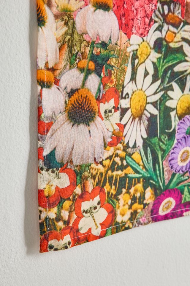 Collage Blooms Floral Mushroom Printed Tapestry #3