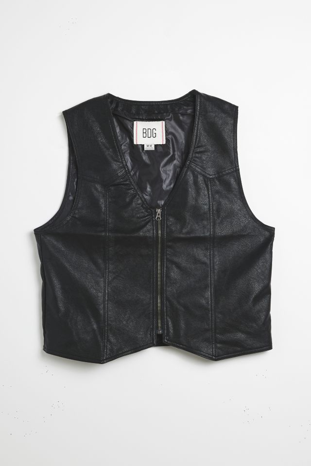 【新品未使用】RIDERS FAKE LEATHER VEST Biker Faux Leather Waistcoat Mens Cut Motorcycle Black