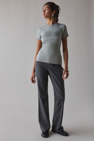 Guess Jeans Guess Originals Spray Graphic Baby Tee In Green Grey Mist, Women's At Urban Outfitters In Green Grey Mist