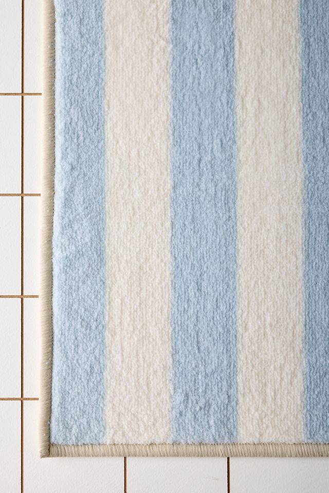 Awning Stripe Plush Printed Bath Mat
