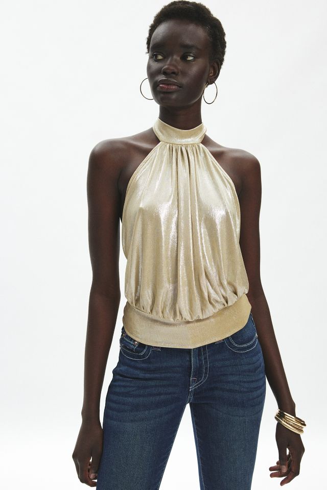 Silence + Noise Dagny Shine Backless Halter Top