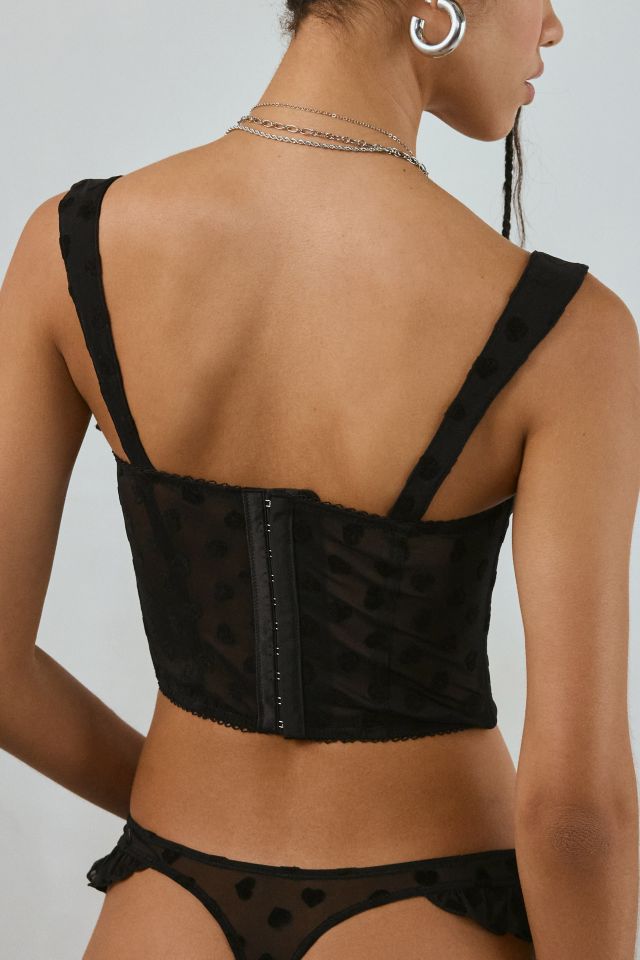 Out From Under Lovey Dovey Hearts Flocked Mesh Corset Top #3