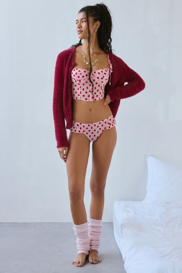 Out From Under Lovey Dovey Hearts Flocked Mesh Corset Top #2
