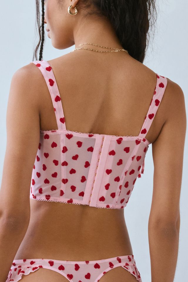 Out From Under Lovey Dovey Hearts Flocked Mesh Corset Top #3