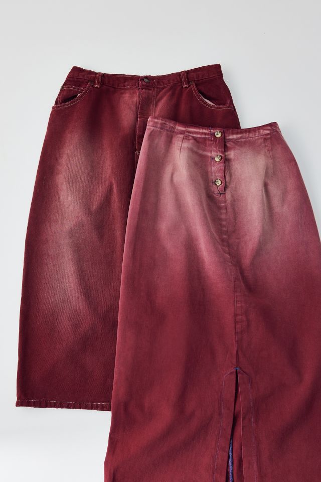 ReMADE By UO Faded Overdyed Denim Maxi Skirt #1