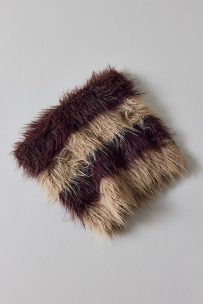 Urban Outfitters Mylo Hairy Stripe Faux Fur Beanie In Tan, Men's At  In Brown