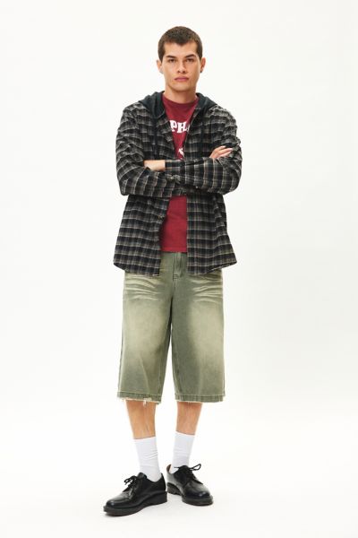 Urban Renewal Remade Hooded Heavy Flannel Long Sleeve Shirt