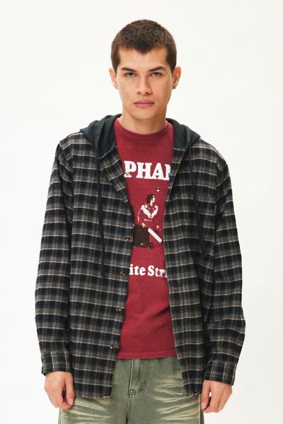 Urban Renewal Remade Hooded Heavy Flannel Long Sleeve Shirt