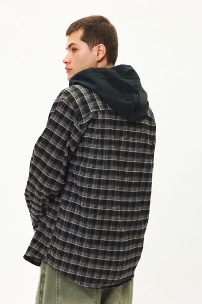 Urban Renewal Remade Hooded Heavy Flannel Long Sleeve Shirt