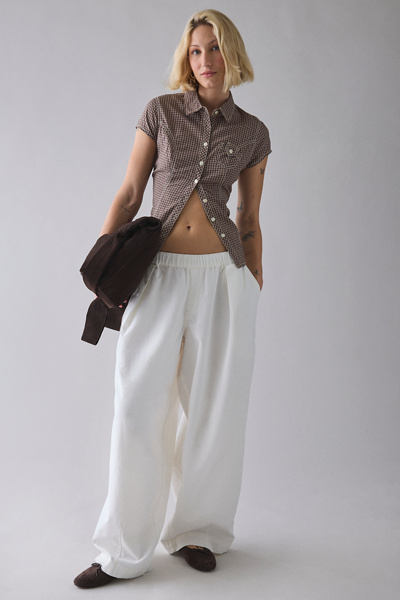 Bdg Bobbi Baggy Pull-on Pant In White, Women's At Urban Outfitters