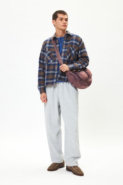 Urban Renewal Remade Cropped Heavy Flannel Long Sleeve Shirt