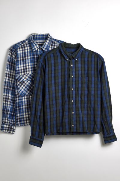 Urban Renewal Remade Cropped Heavy Flannel Long Sleeve Shirt