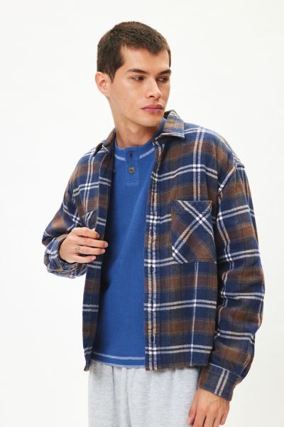 Urban Renewal Remade Cropped Heavy Flannel Long Sleeve Shirt