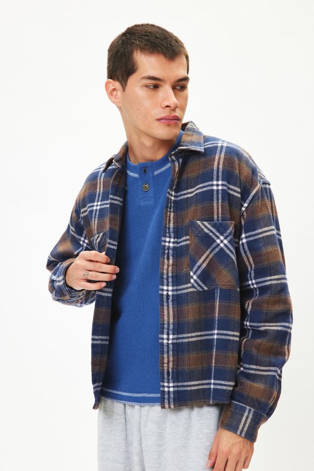 Urban Renewal Remade Cropped Heavy Flannel Long Sleeve Shirt #2