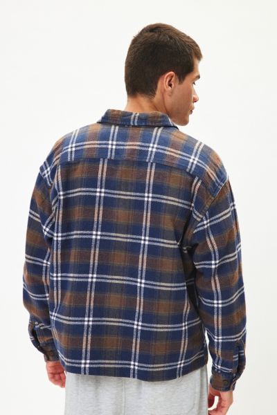 Urban Renewal Remade Cropped Heavy Flannel Long Sleeve Shirt