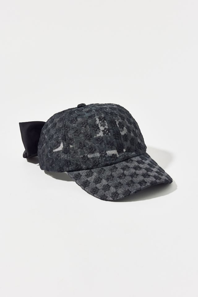 Sheer Rosette Lace Bow Baseball Hat #1