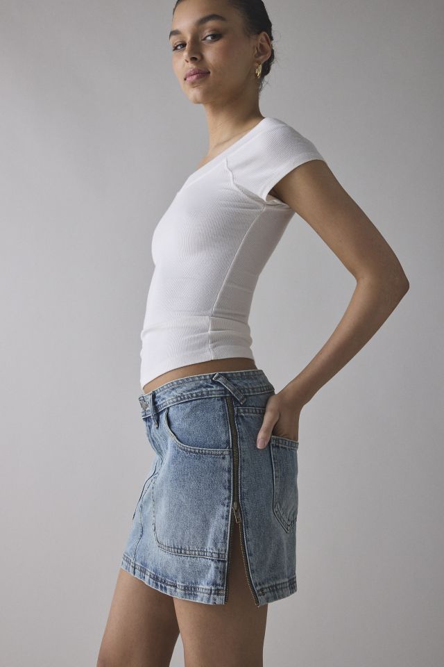 GUESS ORIGINALS Side-Zip Denim Mini Skirt #1