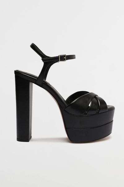 Schutz Keefa Leather Ankle-strap Platform Sandals In Black