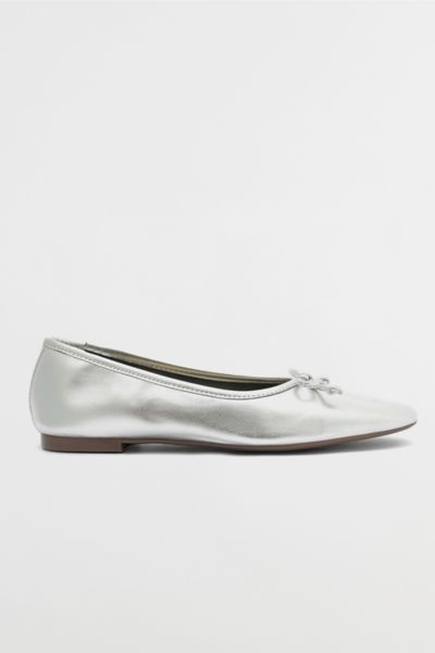 Shop Schutz Arissa Leather Ballet Flat In Prata Silver, Women's At Urban Outfitters