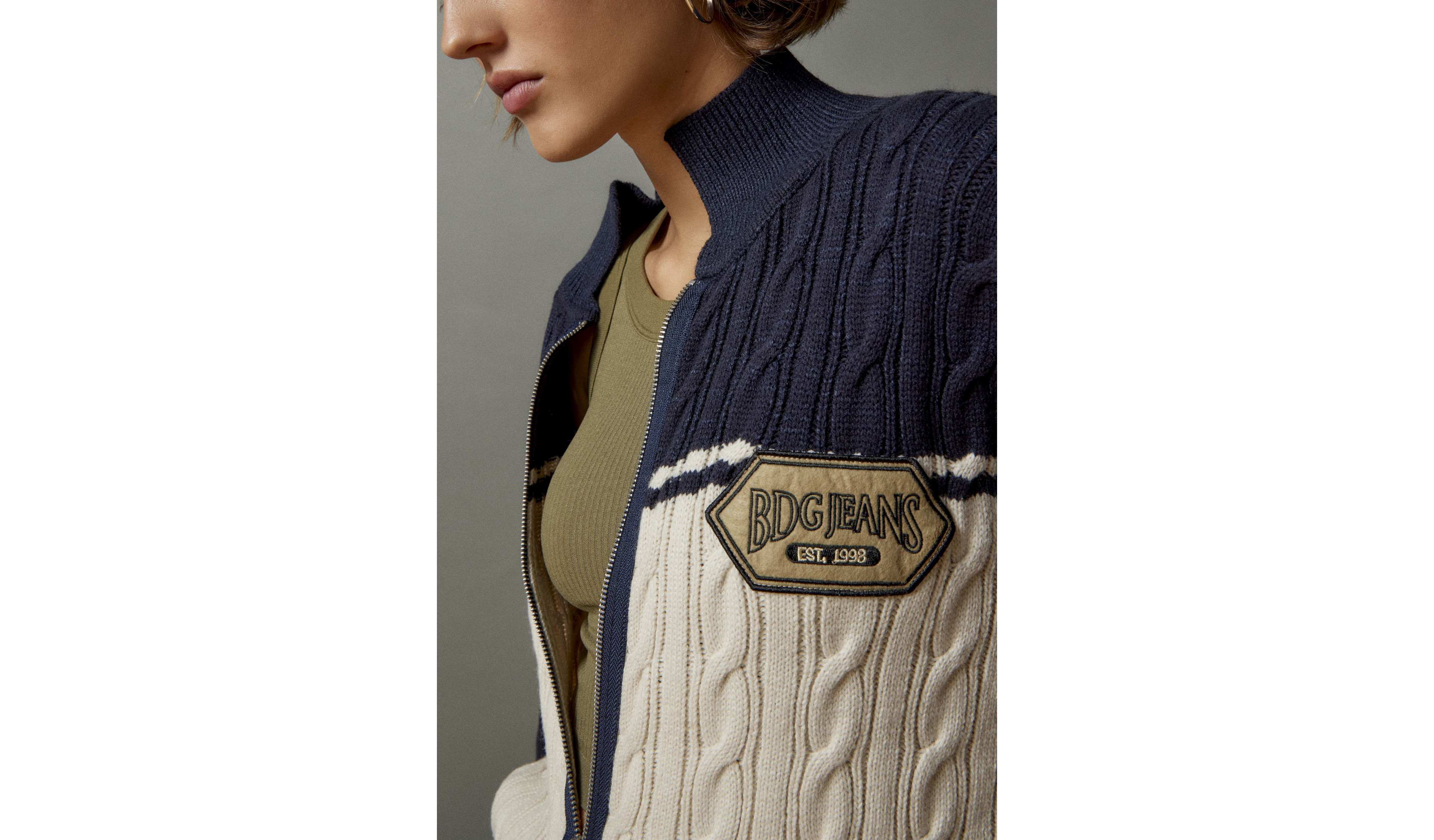 Briar Cable Knit Zip-Up Cardigan